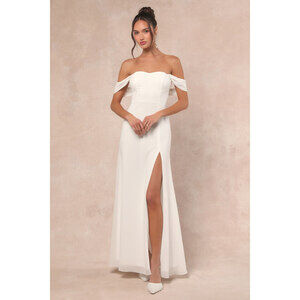 Lulus Magical Magnetism White Off-the-shoulder Maxi Dress - Size XS